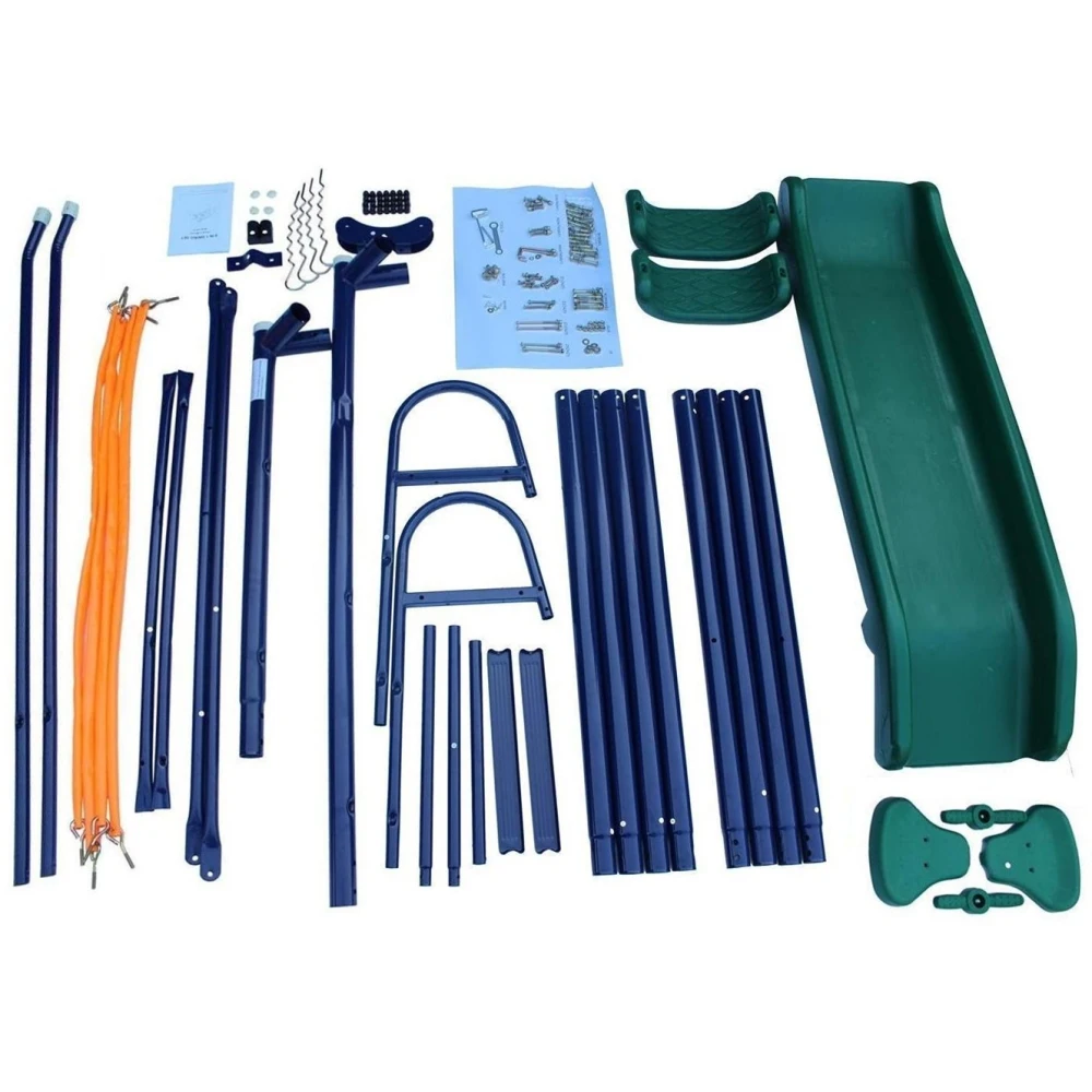 A-Frame Metal Swing Set w/ Slide (Blue, Green, Orange) 5