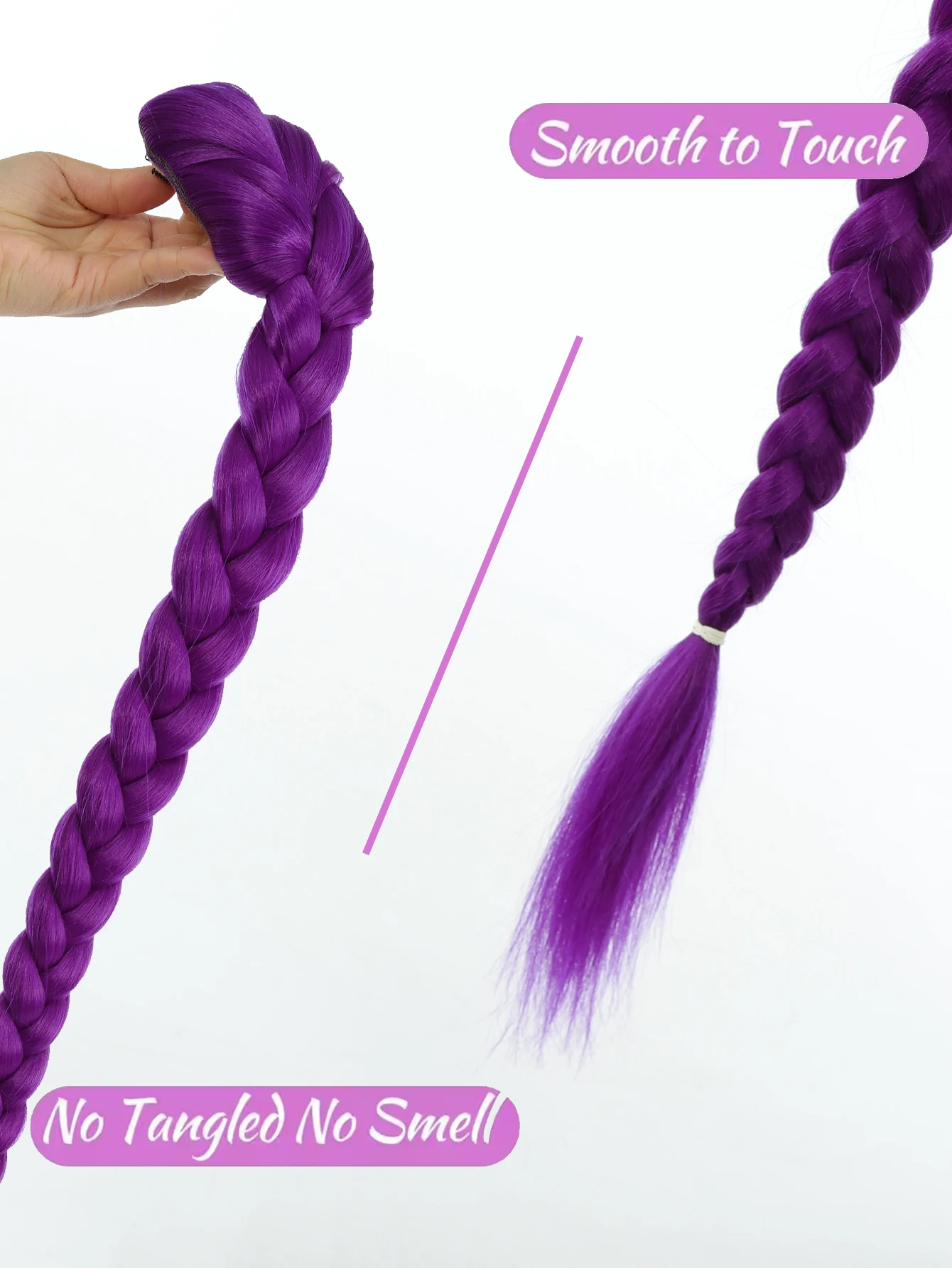 Purple Braided Synthetic Hair Ponytail for Kids Girls