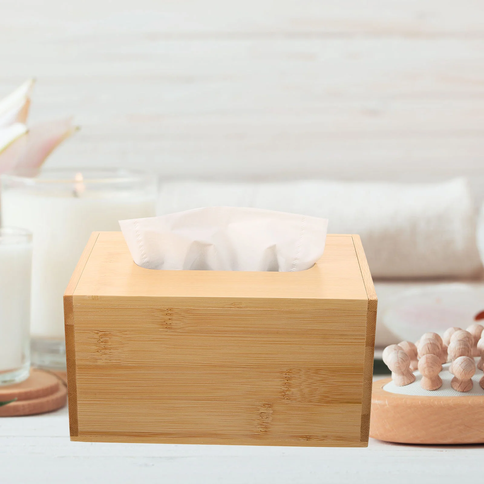 

Rectangular Tissue Storage Box Bamboo Napkin Storage Holder Napkin Storage Case