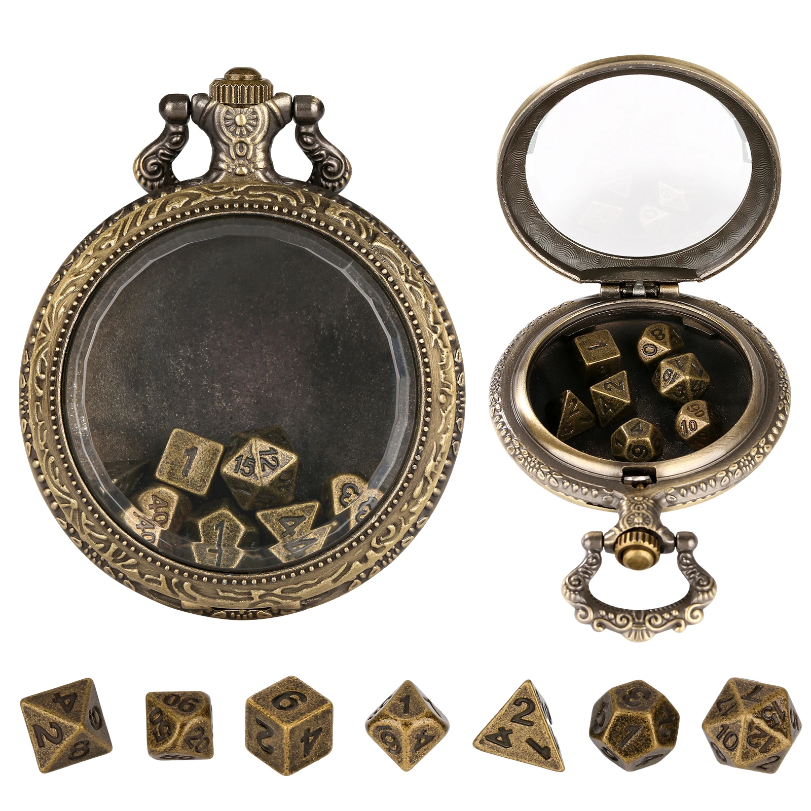 Old Fashion Transparent Glass Pocket Watch Case Waist Hook