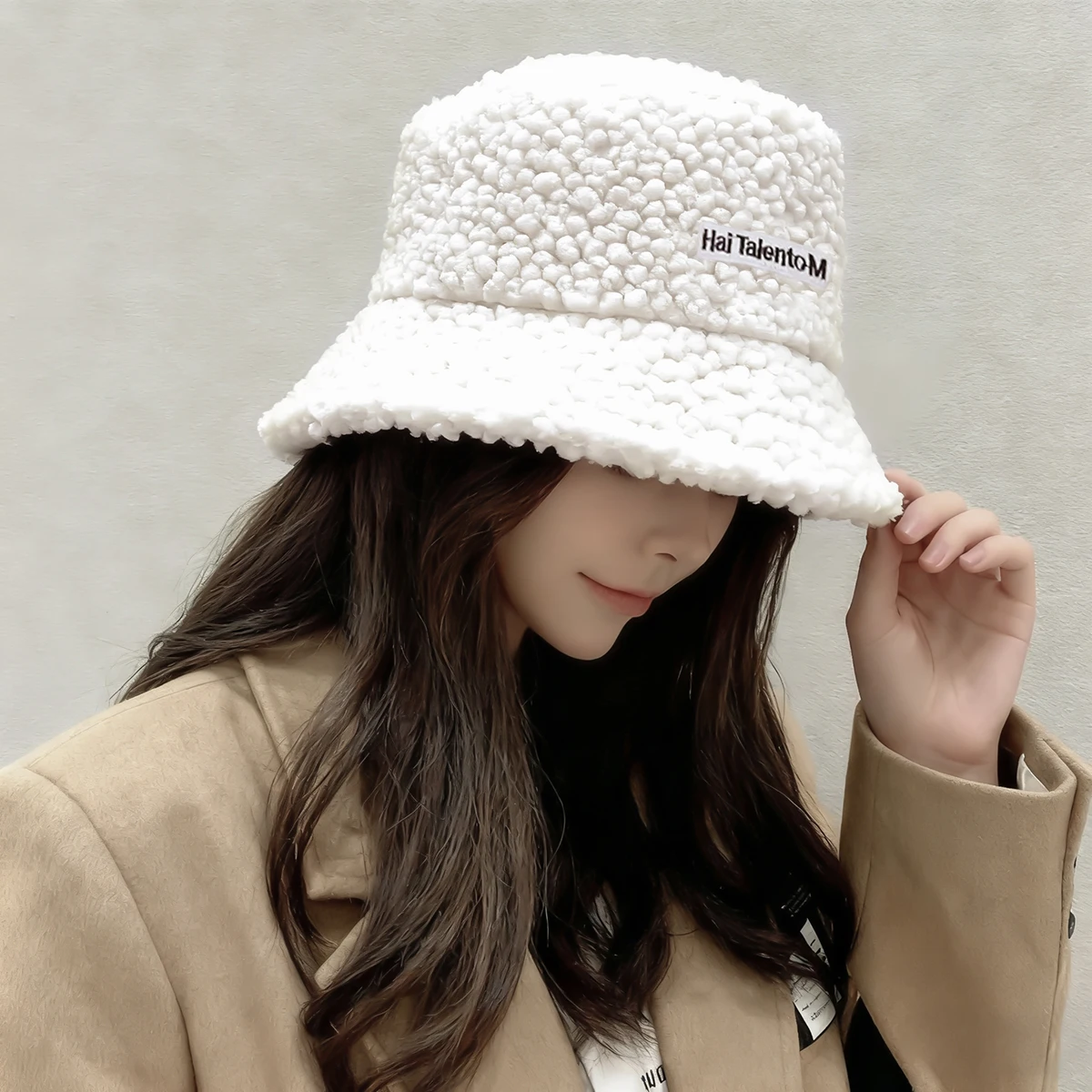 Women's Furry Hat 2025 New Autumn and Winter Plush Fisherman Hat Large Head Circumference Korean Style Versatile Bucket Hat Camping Hat