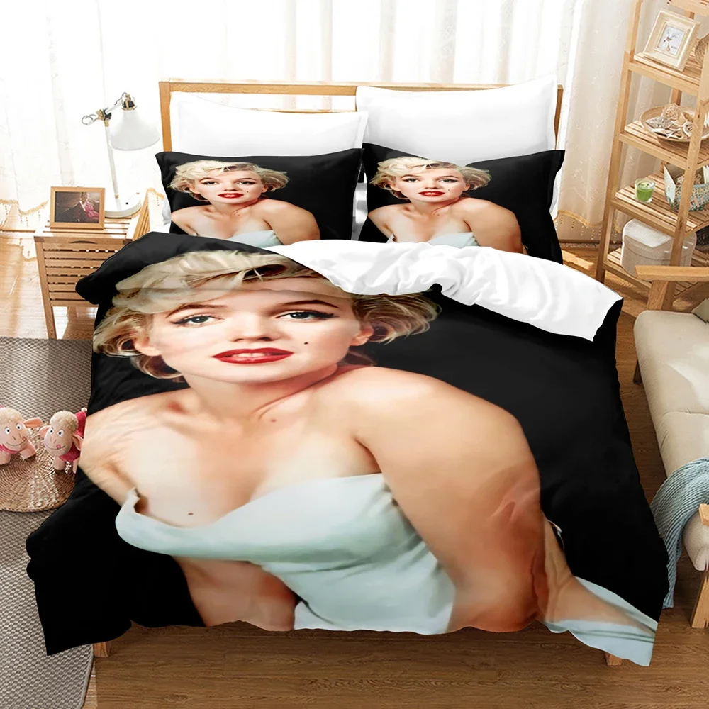 3D Printed Marilyn Monroe Bedding Set Duvet Cover Bedroom Comforter Cover Single Twin King ​Size Quilt Cover Home Textile 2/3PCS 4