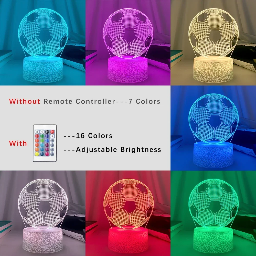 

Sensor Remote Nightlight for Kids Bedroom Decoration Football Ball Touch Soccer Table Lamp Gift 3d Illusion Child Night Light