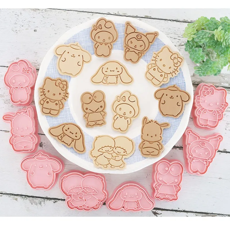 

Cute Cinnamorolls Cookie Mold 8-piece Set Cute Pressing Plastic Cookie Mold Flipping Sugar Parent Child Interactive Baking Tool
