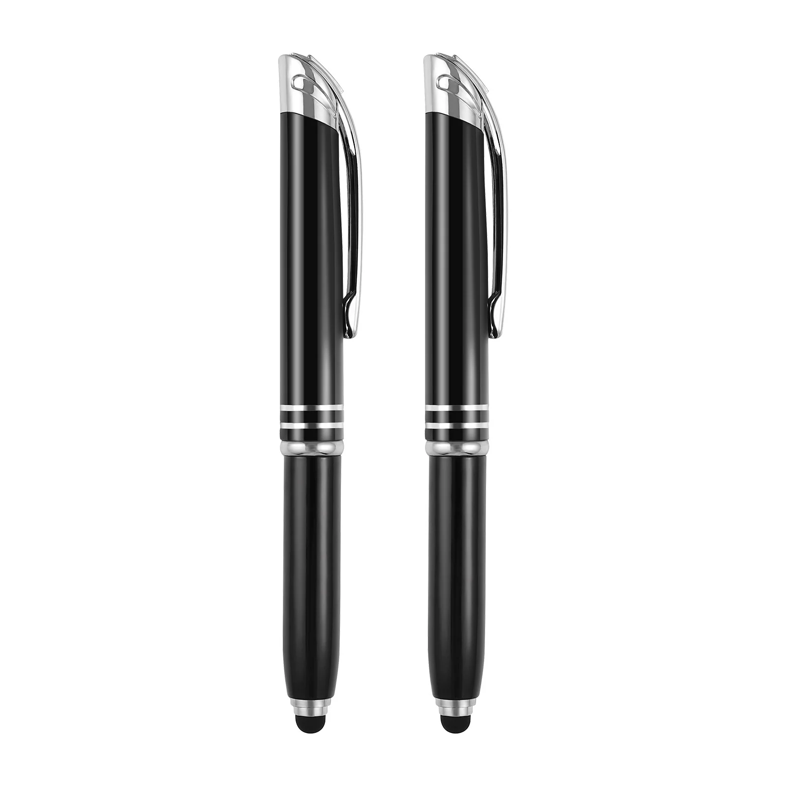 2pcs Led Ballpoint Pen Metal Writing Pens Practical Stationery For Office School Students Night Outdoor Camping