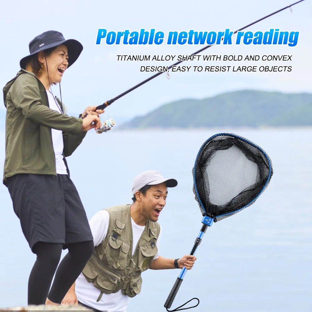 Foldable Fish Landing Net with Aluminum Handle 8MM Mesh Rubber Coated  Fishing Net Lightweight 30CM Depth for Fishing Accessories