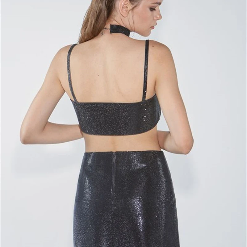 Sparkly Y2K Tops Women Summer Suspender Sleeveless Sexy Crop Top 2025 Femme Elegant Night Party Basic Cute Tops Tee