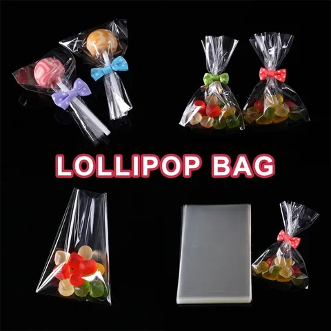 

100pcs / pack Transparent Candy Lollipop Wrapping Supplies Cookie Packaging Cellophane Bag Small Plastic Bags Gadget