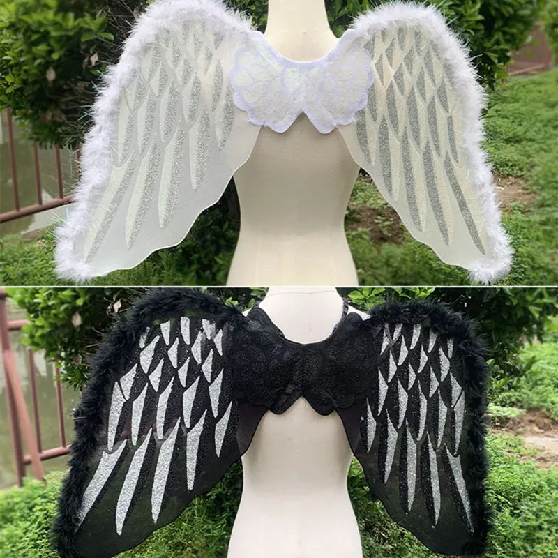

Halloween Angel Feather Feathered Christmas Decoration Party Props Performance Show Scene Layout Angel Black White