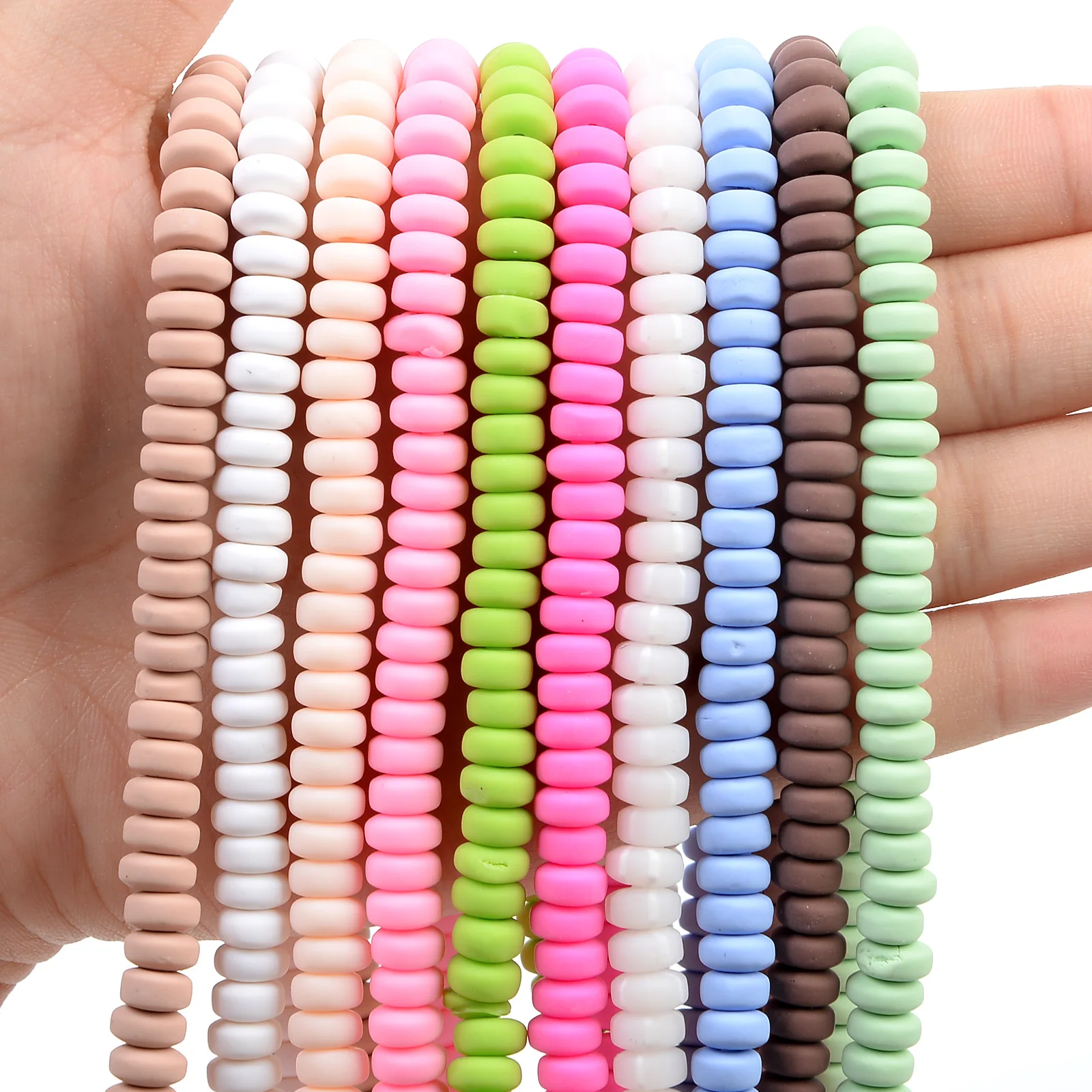 6mm110PcsFrostedColorfulClayStackingBeadsDIYCharmForMaking