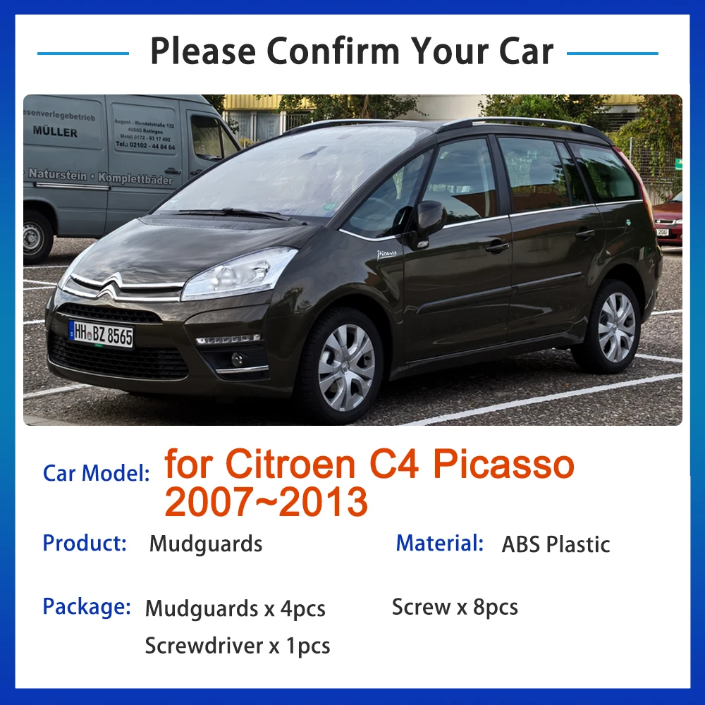 Protector De Salpicaduras (ala) Delantero IZQUIERDO Para Citroën C3 Picasso 2008-2017 - Negro