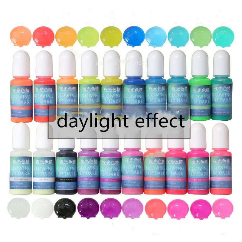 20 Colors 10ml Fluorescent Pigment Luminous Paint Resin Dye Uv