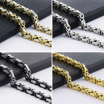 Cottvott Stainless Steel Byzantine Link Necklace For Men/Women 5mm/6mm/8mm Width 55cm/60cm/65cm/70cm/90cm Length Chain Gift 1