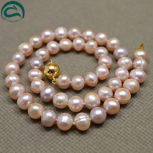 

Classic Wedding Pearl Jewelry AA 8-9MM White Pink Lavender Freshwater Pearl Necklace Handmade Perfect Birthday Girl Lady Gift