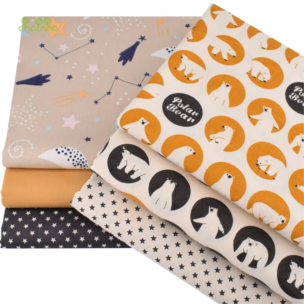 Chainho,Printed Twill Cotton Fabric,DIY Patchwork Sewing Quilting Material,Cartoon Polar Bears Series,6 Designs,2 Sizes,CC185