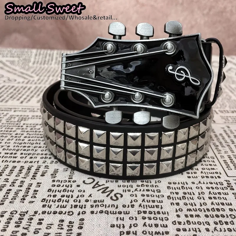 Cintura da donna in pelle con rivetti pesanti punk gotico Y2K