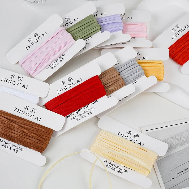10Yards/lot 3mm Two-sided Rib Ribbons for Christmas Candy Box Birthday Gift Packing DIY Hair Accessories