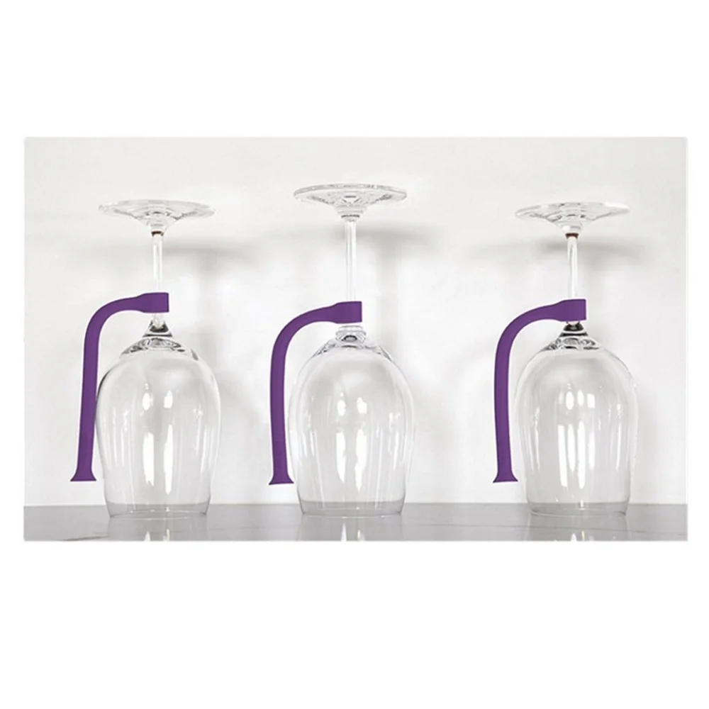 4Pcs Adjust Flexibly Silicone Wine Glass Purple Fixing Bracket Red Wine Holder Safer Stemware Saver Dishwasher Holder Assistant  3