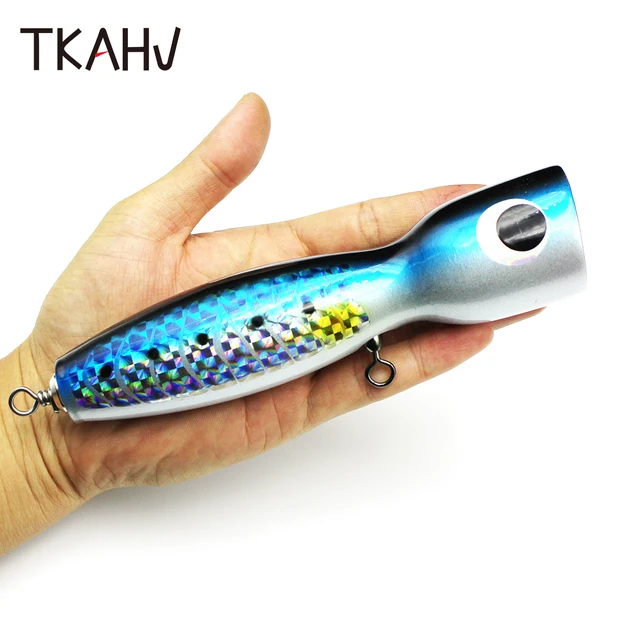 TKAHV 1PC 190mm 120g Handmade Wood Popper Fishing Lure Surface Big