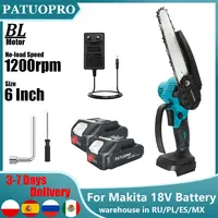 6Inch Mini Electric Saw Brushless Cordless Chainsaw Handheld Woodworking Garden Tools Logging Cutter For Makita 18V Battery 1