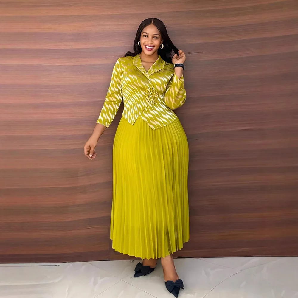 طقم تنورة مياكي بطيات للنساء 2025 طقم جديد مكون من...