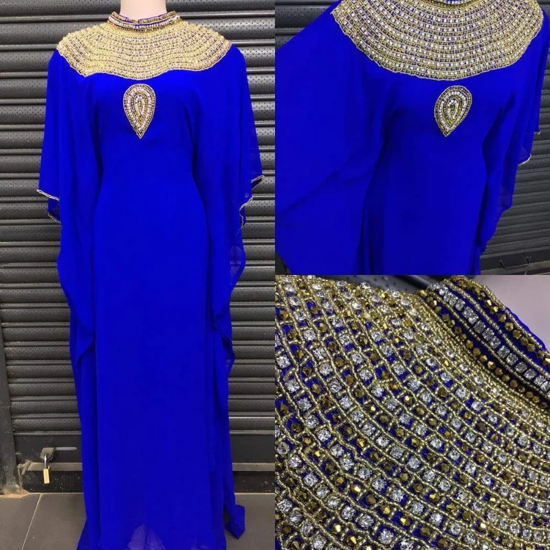 Kaftan Farasha Royal Blue Dress Moroccon Arabian Abaya Jalabia Ms Creation Indian Clothing indian caps sultan caps elastic caps balaclavas arabian caps yoga caps hip hop caps jq0415