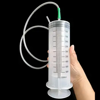 100ml-550ml Large Capacity Syringe Syringes Reusable Pump Measuring 1m Tube Pet Feeding Big Syringe Liquid Enema Glue Filling 1