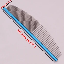 Aluminum Alloy Pet Grooming Crescent Comb - Professional Hair Cleaning and Massage Tool (C7999Lan)
