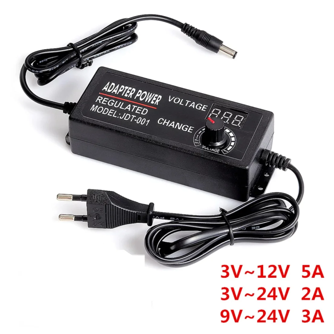3V-24V 60W Adjustable DC Power Supply Adapter With LED Display - 2.5A Max