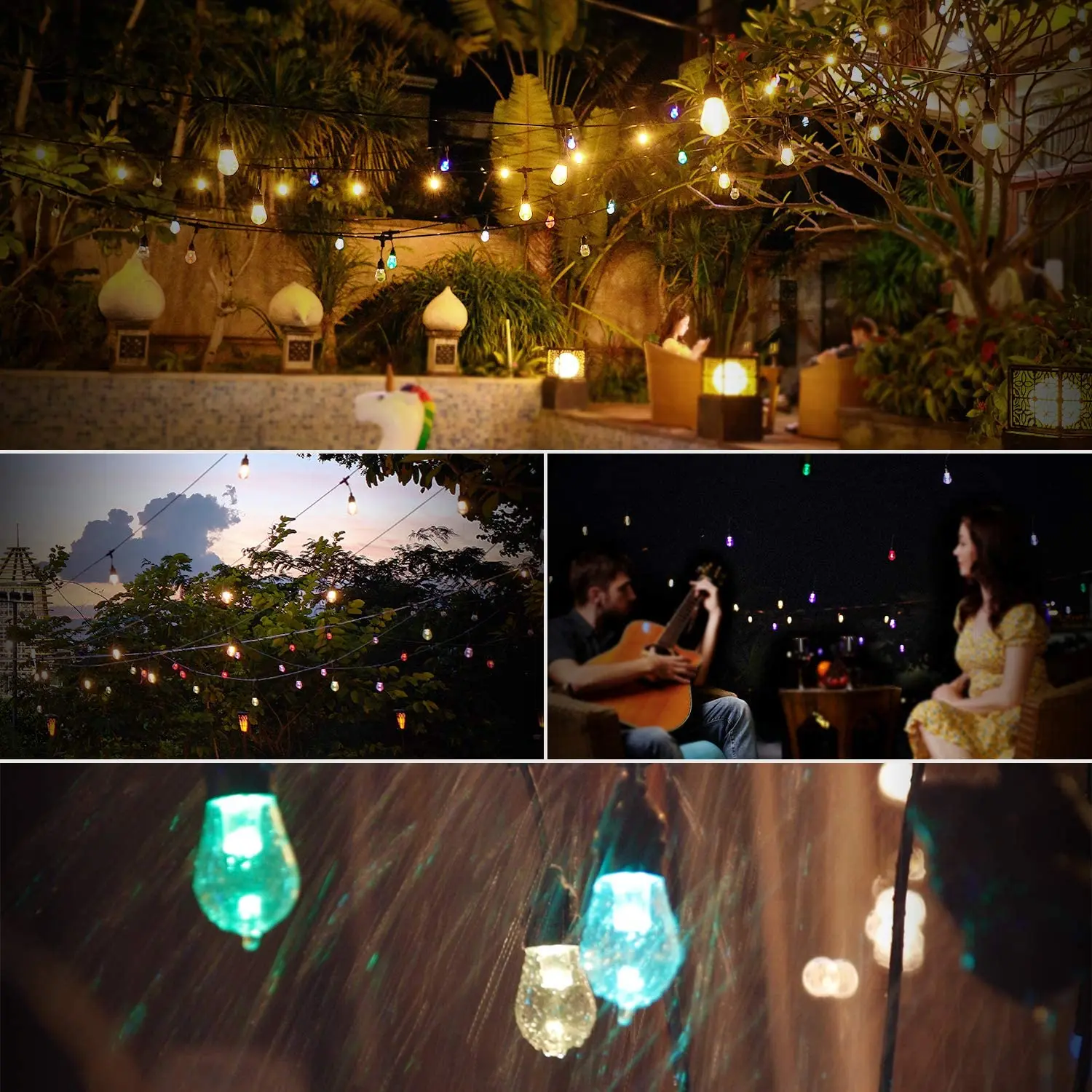 10m 20m 30m Commercial Grade Waterproof Outdoor RGB LED String Lights S14 Bulb  Wifi Tuya Festoon Garden LED Lights