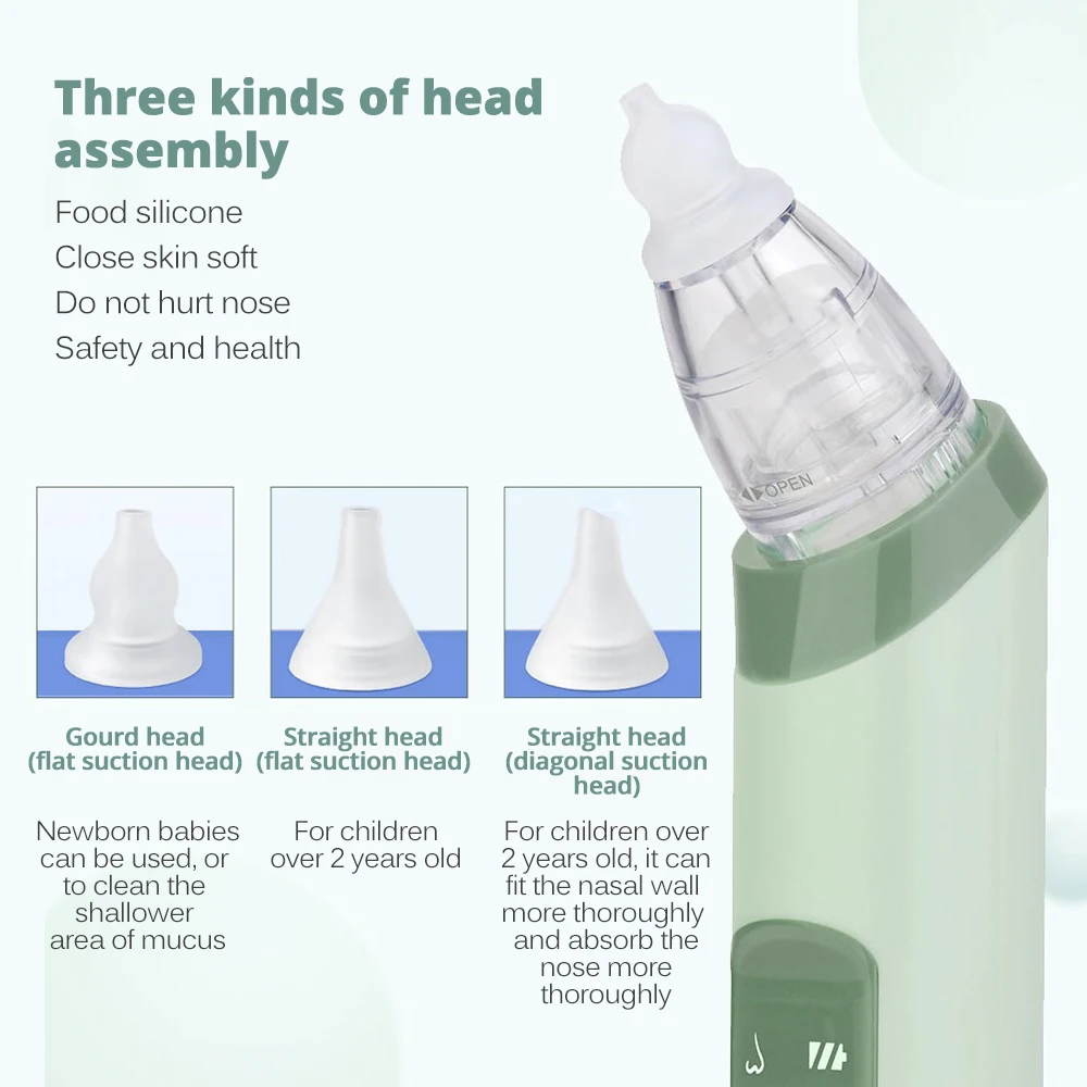 Easy@Home Baby Electric Nasal Aspirator: USB Rechargeable Baby Nose Sucker  with Night Light Adjustable Suction Level 2 Silicone Suction Nozzles for