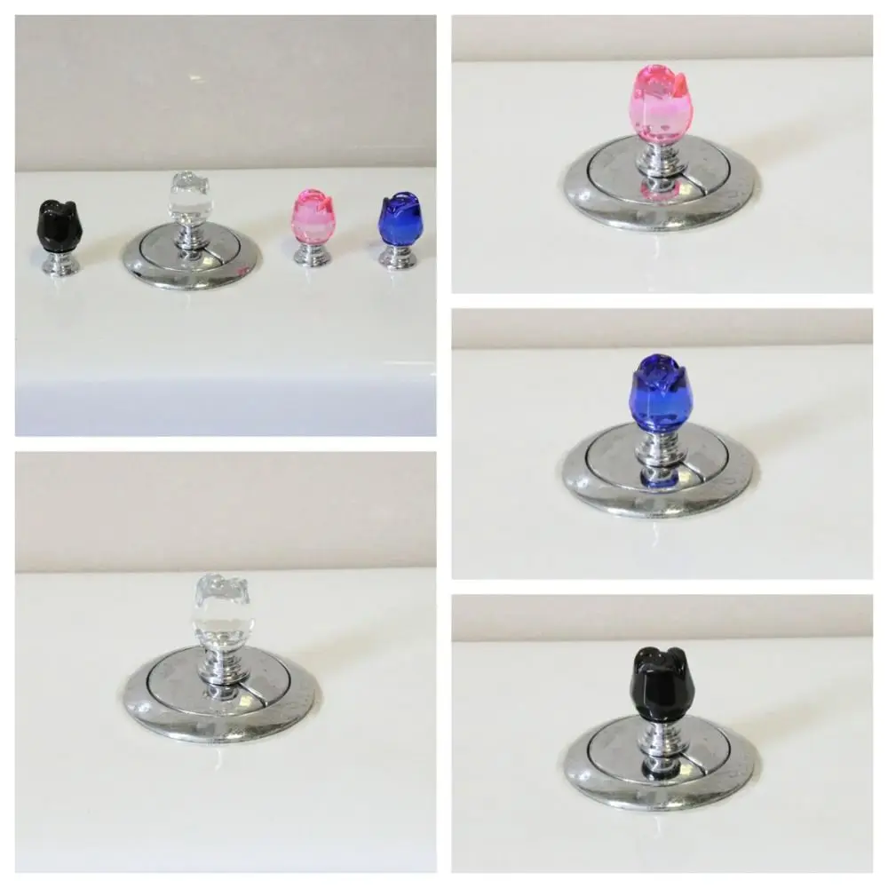 Colored Toilet Press Creative Nail Protector Crystal Toilet Button Universal Rose Water Tank Buttons Bathing Room Decor