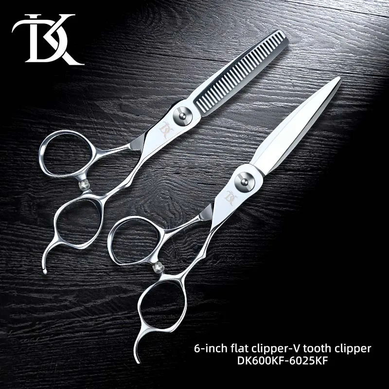 DK-600F 6인치 종합 가위 헤어 가위 티탄 전문 이발사 가위 커팅 얇게 자르기 스타일링 도구 미용