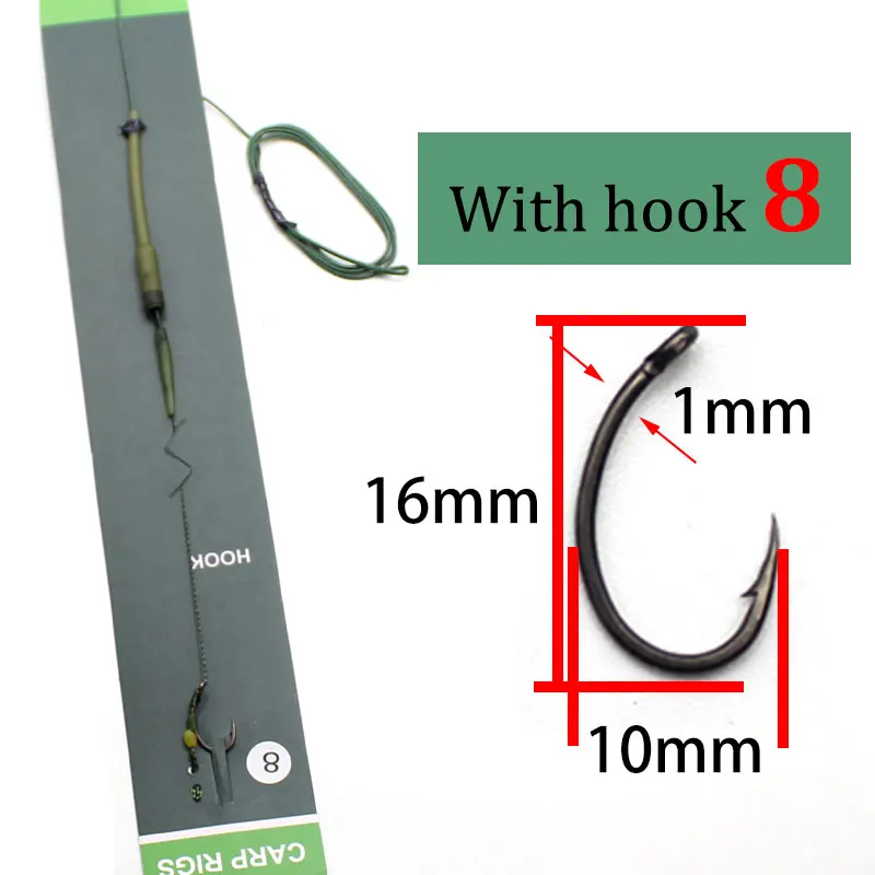 Carp Fishing Line Ready Tied Carp Hair Rigs Ready Made Carp Fishing Hook  Line Hair Rig Carp Fishing Hooks Sizes 2# 4# 6# 8#