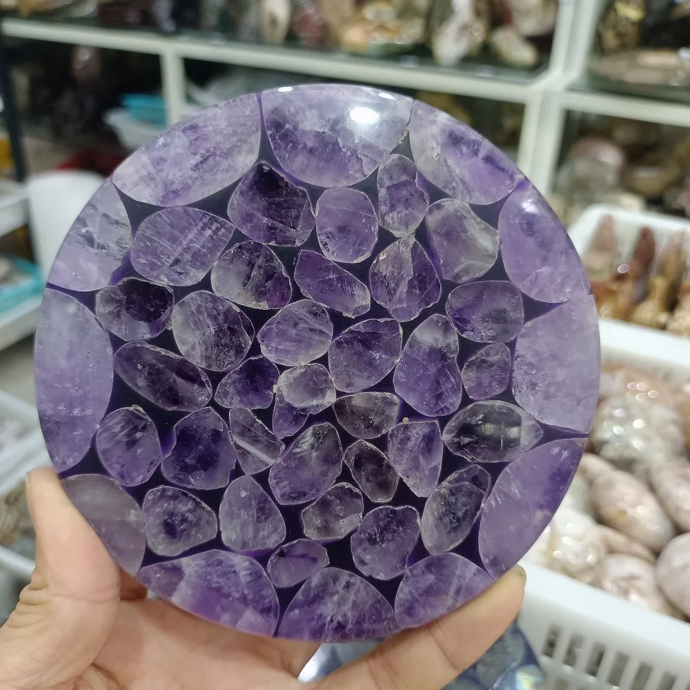 

NATURAL AMETHYST HAND POLISHED DISC CRYSTAL ENERGY HEALING STONE FOR HOME DECORATION RAW ORE SPECIMENS ALLEVIATE FATIGUE STONE