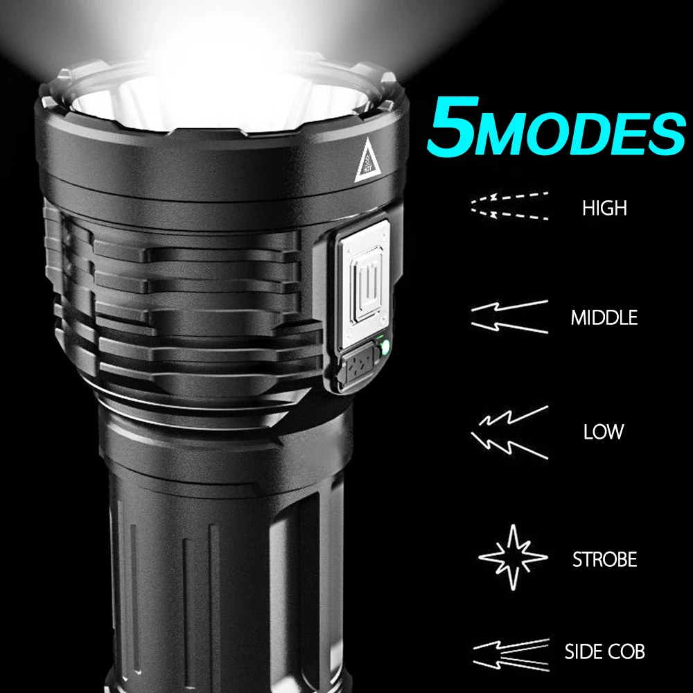best led torch 5 Modes 8 LED Strong Light USB Rechargeable Powerful Flashlight COB Lamp Outdoor Camping Spotlight Torch Portable Lantern high power torch