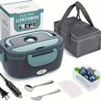 Portable Electric Food Warmer Lunch Box 1.5L 60W - Leak Proof Food Heater for Car, Home, Office & Travel 1