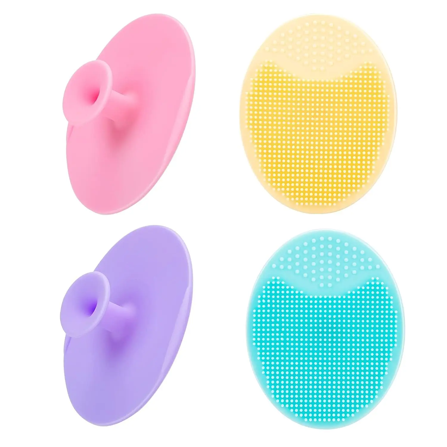 4 Pack Face Scrubber, Soft Silicone Facial Cleansing Brush Face Exfoliator Blackhead Acne Pore Pad Cradle Wash Brush for D