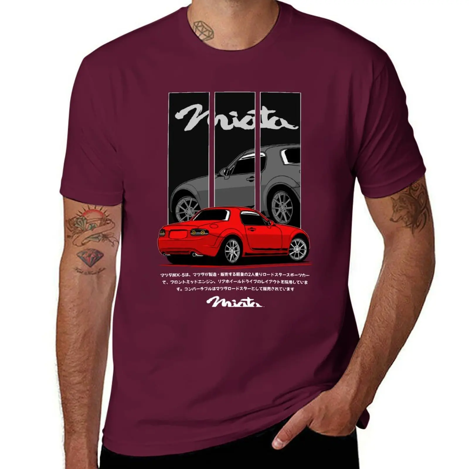 Custom Design Anime Men’s T-Shirt in Red and Grey