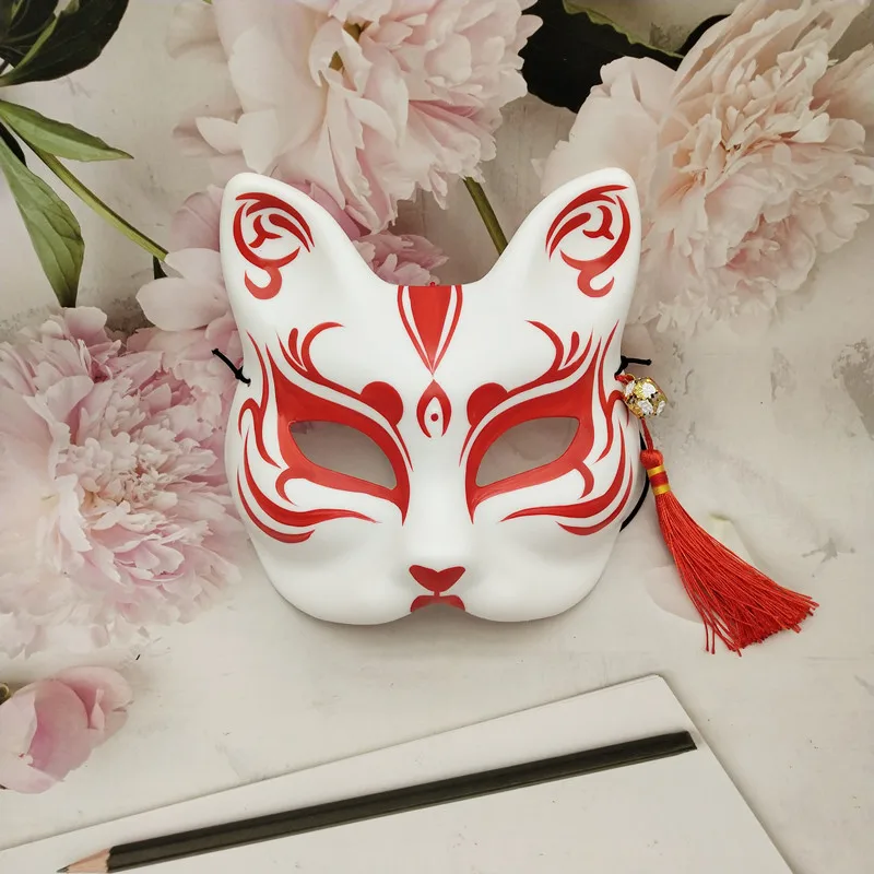 Red Cat Mask, Hand Painted, Hand Designed 