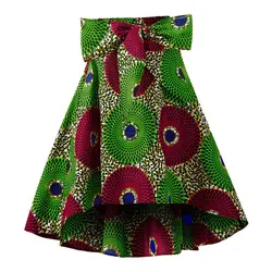 African Women's Mini Skirt African Wax Ankara Printing Traditional Casual Skirt Lace Up Irregular Skirt