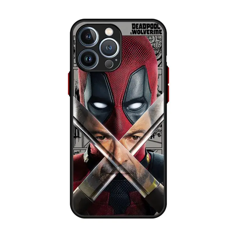 thumbnail image 1 of Funda de teléfono mate transparente de Marvel Deadpool y Lobezno para Apple iPhone 16, 15, 14, 13, 12, 11 pro Max, 13, 12 Mini, XS, XR, X, 7, 8plus, 1 of 5
