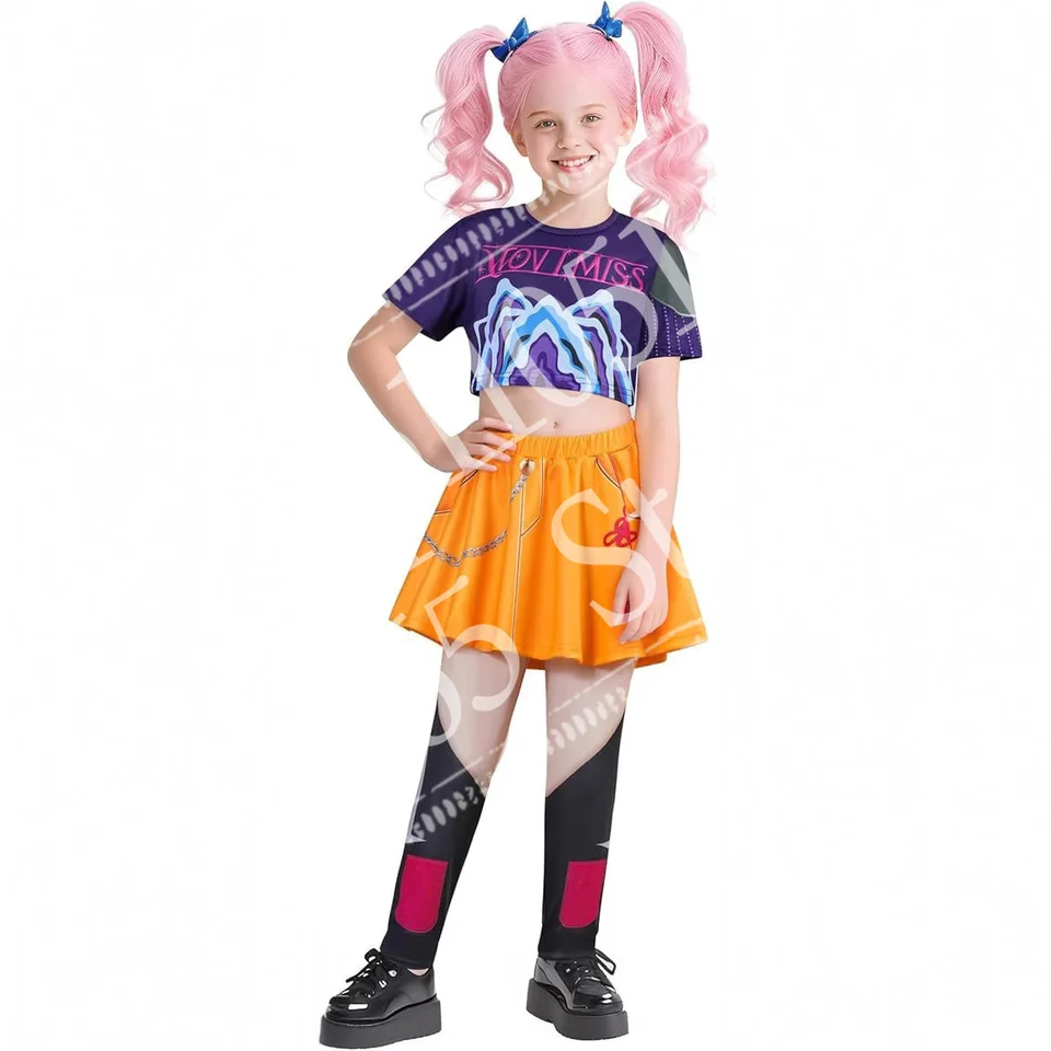 Girls KPop Demon Hunters Cosplay Costumes Pop Singers Halloween Costumes Dress Up Stage Outfit Set For 3 12 Years Great Gifts For Girls