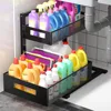 2-Tier Metal Under Sink Organizer, Pull Out Smoothly Under Kitchen Sink Organizer with Track，Kitchen and Bathroom 1