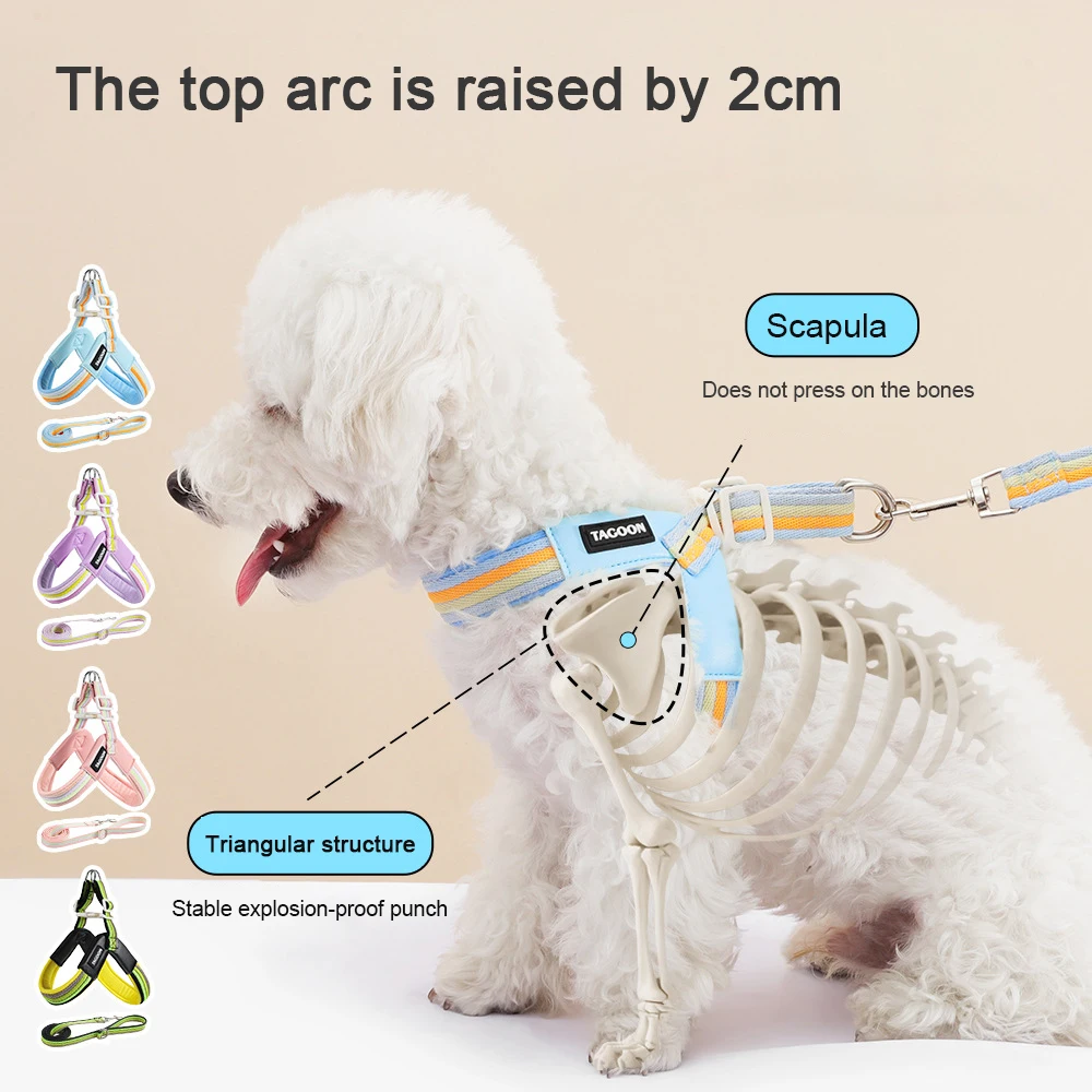 Reflective Y-shape Dog Harness & Backpack Set - Pastel No-pull Vest_voghion.com