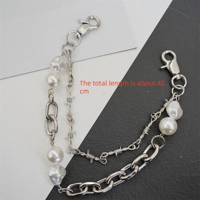 Pearl Metal Bag Chain European and American Decorative Short Chain Fashion Punk Accessories
