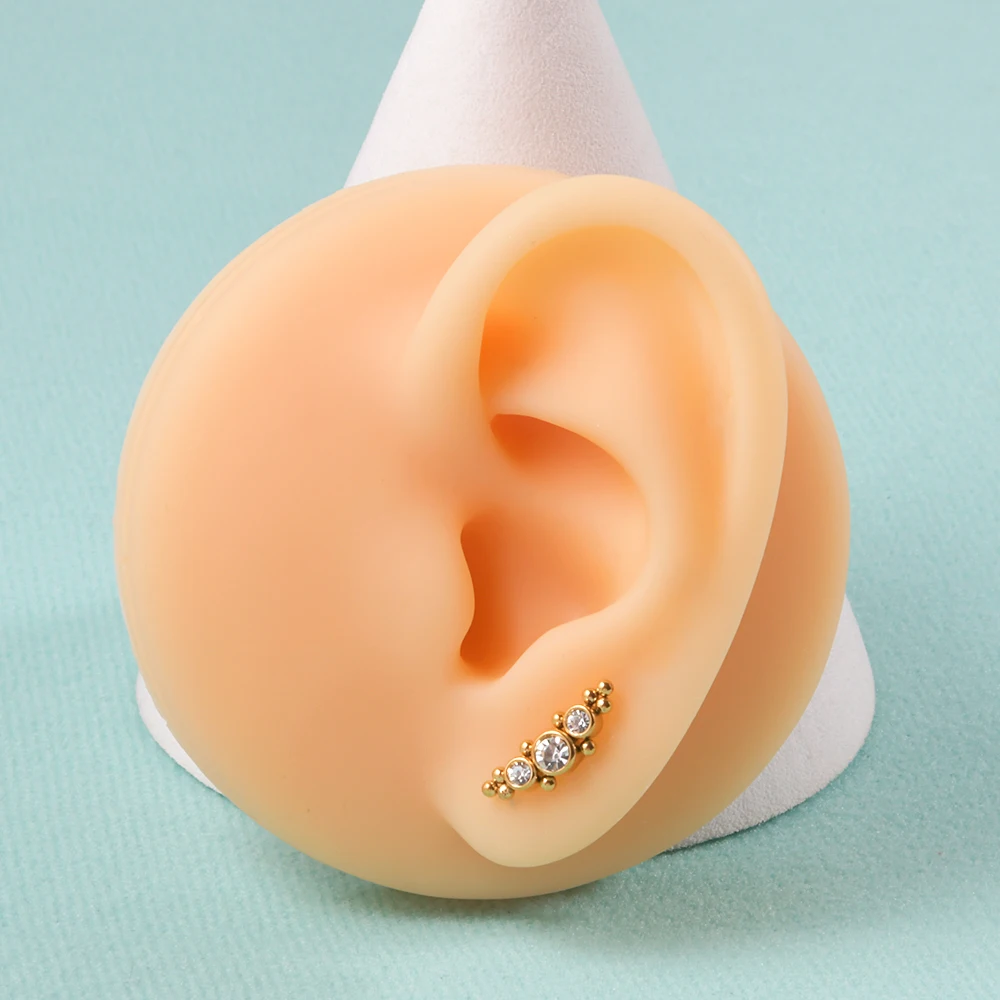 12PCS 316L Surgical Steel 16G Cz Labret Lip Ring Gold Plated Crystal Cluster Ear Cartilage Tragus Helix Lobe Earrings Piercing