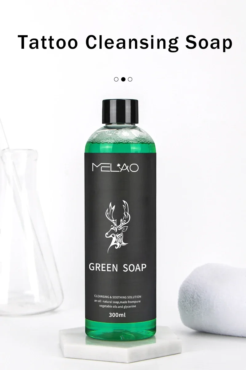 Brand New Tattoo Cleansing Soap 300ML Soap Dry And Comfortable Cleaning a Tattoo Wound Green Relieve Equipment Accessory tattoo soap