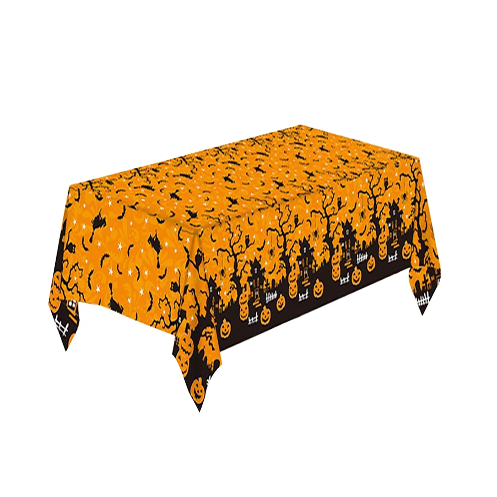 Halloween Decoration Tablecloth,Disposable Pumpkin Spider Web Bat Plastic Table Cover,Halloween Party Home Table Decor 5