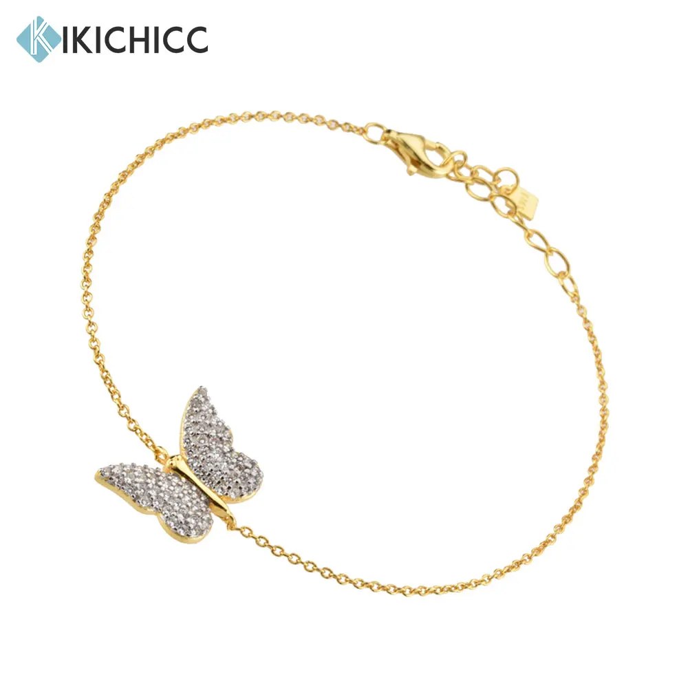 

KIKICHICC 925 Sterling Silver Gold Split Plating Dragonfly Bee Butterfly Chain Bracelet Zircon Soft Women Animal Fine Jewelry
